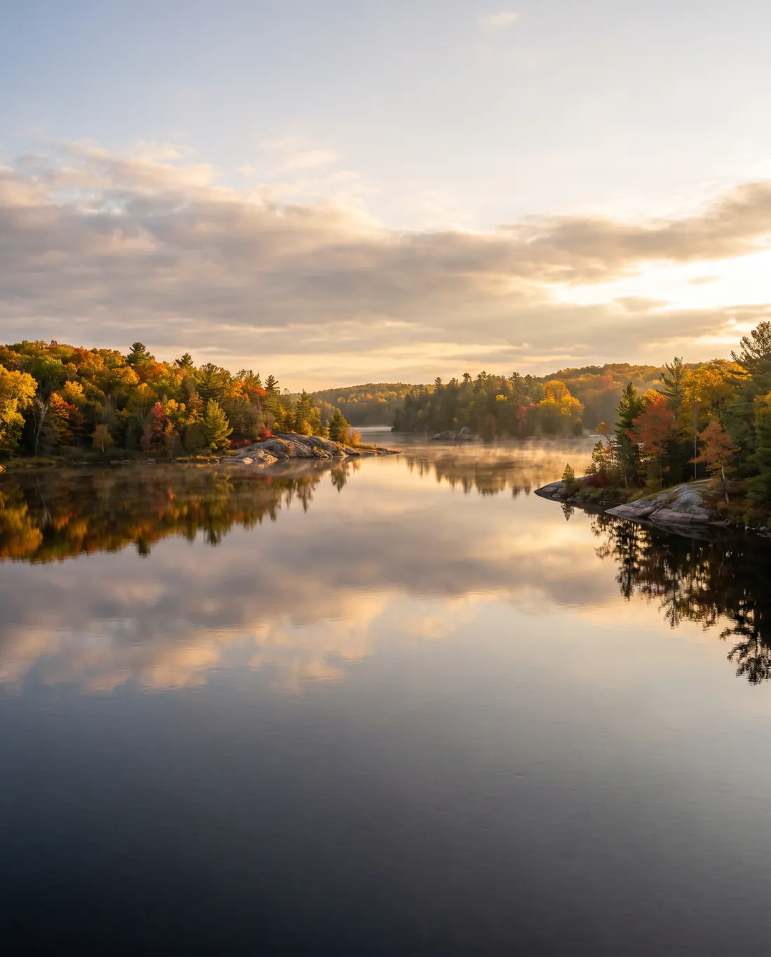 Misty morning on the Mississagi River near Iron Bridge