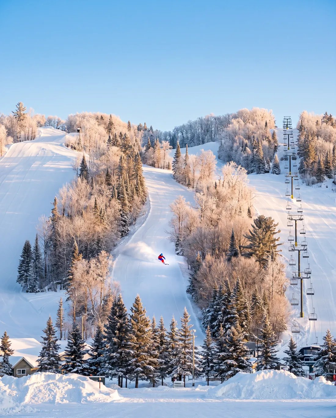 Searchmont ski hill on a bright winter morning