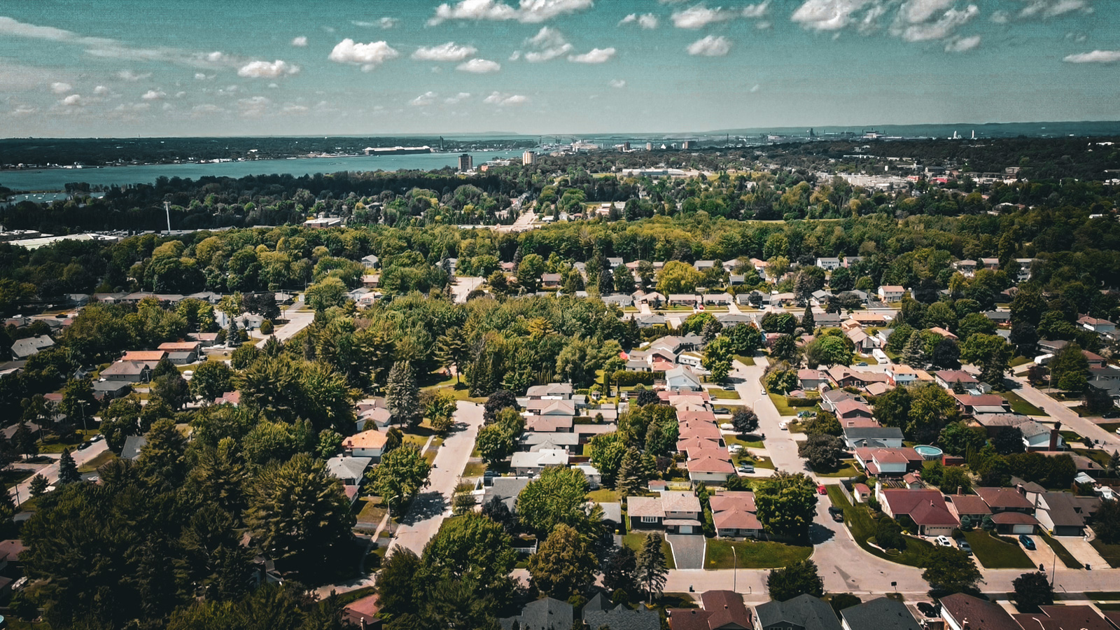 Owned JTEAM drone photograph over Sault Ste. Marie neighbourhoods