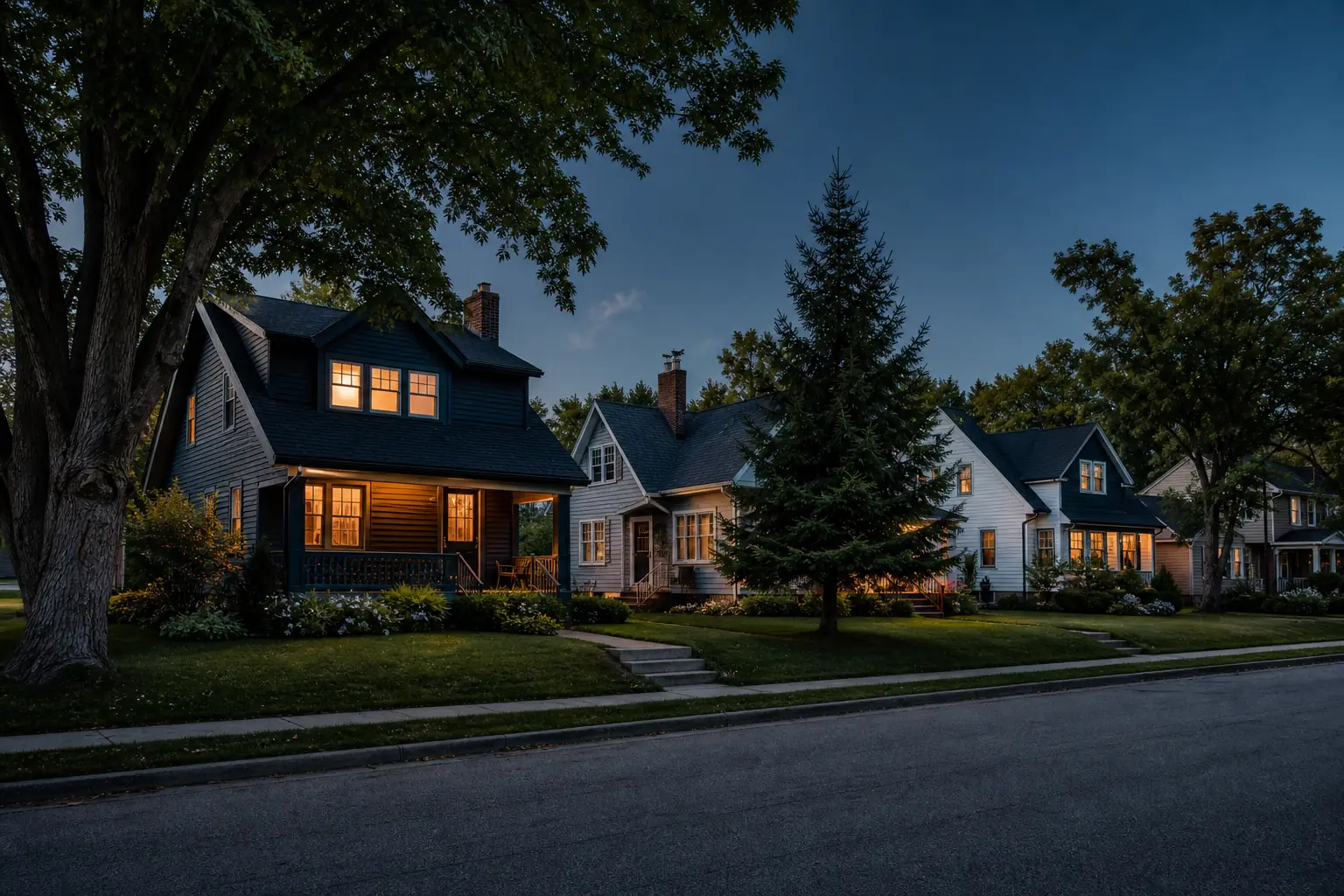 Character homes on a tree-lined street